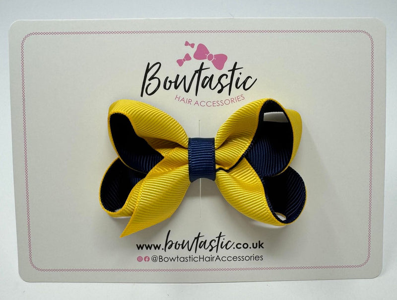 3 Inch Bow - Yellow Gold & Navy