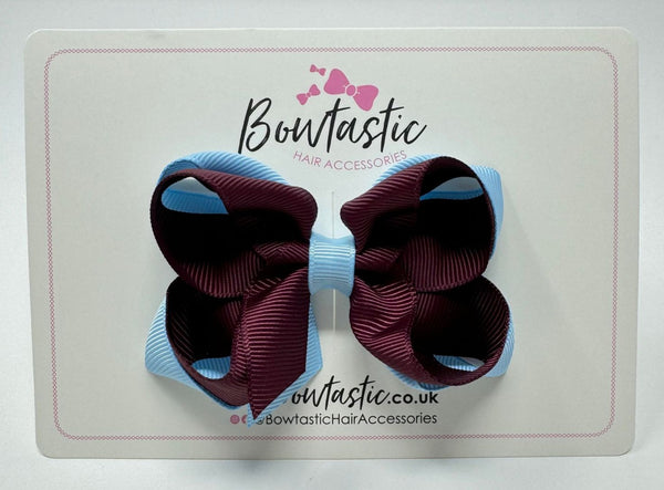 3.5 Inch 2 Layer Bow - Burgundy & Blue Topaz