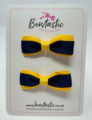 2.5 Inch Tuxedo Bow - Navy & Yellow Gold - 2 Pack