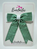 3.25 Inch Tail Bow - Green & White Gingham