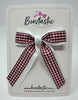 3 Inch Tail Bow - Burgundy & White Gingham
