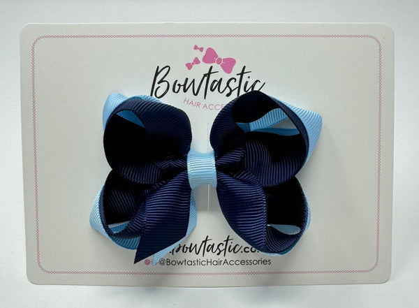 3.5 Inch 2 Layer Bow - Navy & Blue Topaz