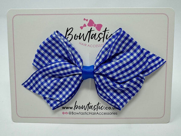 4 Inch Flat Bow - Royal Blue Gingham