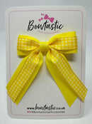 3 Inch Tail Bow - Yellow & Yellow Gingham