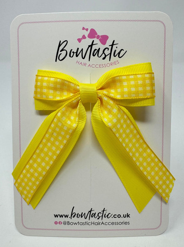 3 Inch Tail Bow - Yellow & Yellow Gingham