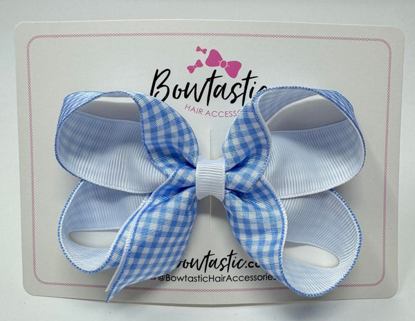 4 Inch Bow Style 2 - Blue & White Gingham