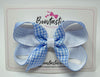 4 Inch Bow Style 2 - Light Blue & White Gingham