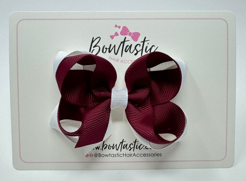 3.5 Inch 2 Layer Bow - Wine & White