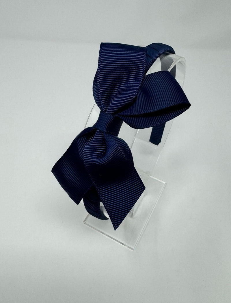 3.5 Inch Bow Alice Band - Navy