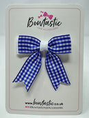 2.75 Inch Tail Bow - Royal Blue & White Gingham