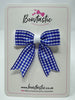 2.75 Inch Tail Bow - Royal Blue & White Gingham