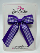 3 Inch Tail Bow - Purple & Purple Gingham
