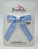 3 Inch Tail Bow - Light Blue & White Gingham