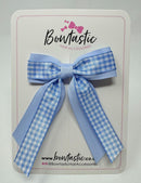3 Inch Tail Bow - Bluebell & Light Blue Gingham