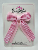 3 Inch Tail Bow - Pink & Pink Gingham