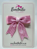 2.75 Inch Tail Bow - Pink & Pink Gingham