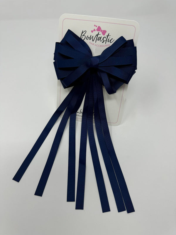 4 Inch Streamer Tail Bow - Navy