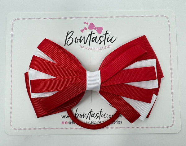 4 Inch Loop Bow Bobble - Red & White