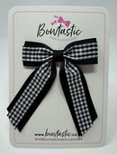 3 Inch Tail Bow - Black & Black Gingham