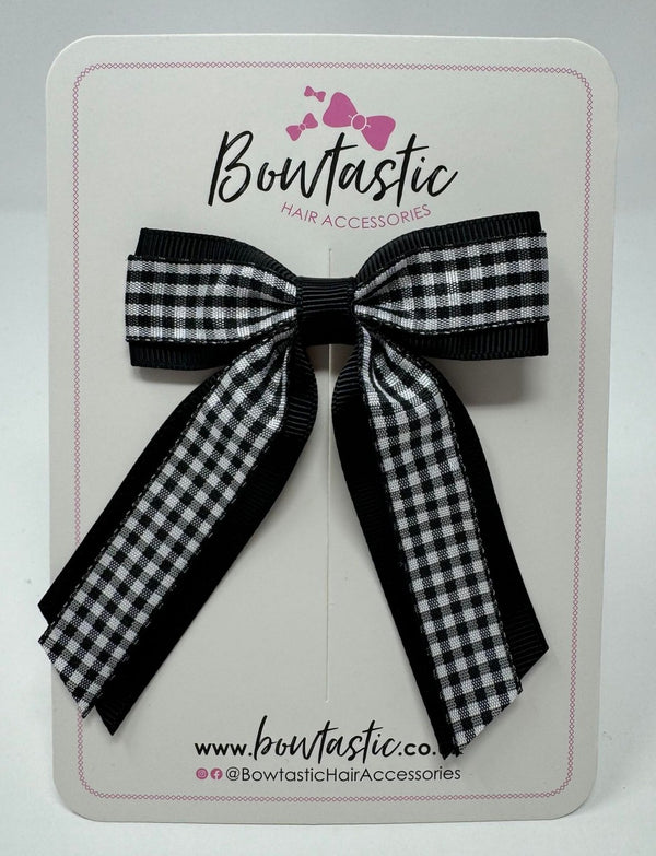 3 Inch Tail Bow - Black & Black Gingham