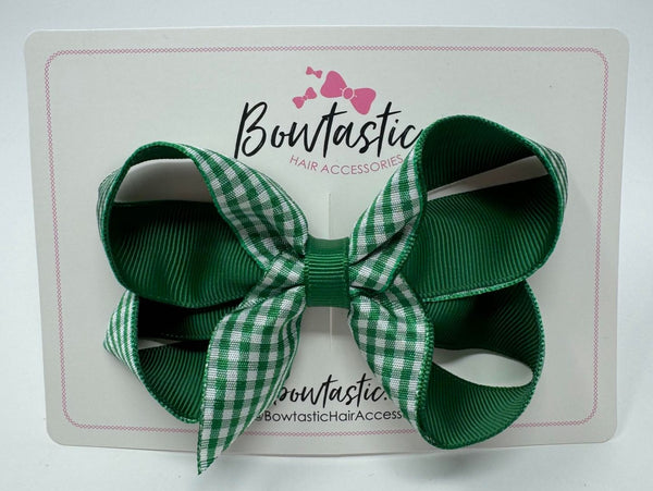 4 Inch Bow Style 2 - Green & Green Gingham