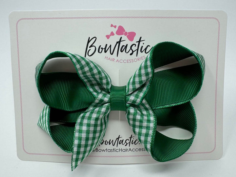 4 Inch Bow Style 2 - Green & Green Gingham