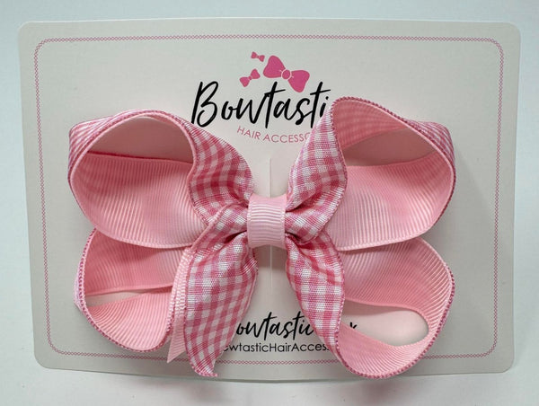 4 Inch Bow Style 2 - Pink Gingham