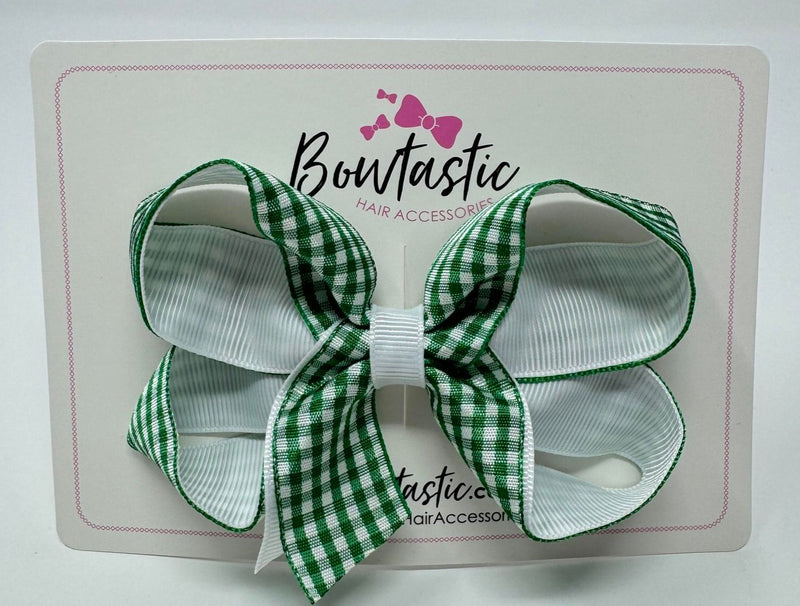 4 Inch Bow Style 2 - Green & White Gingham