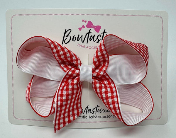 4 Inch Bow Style 2 - Red & White Gingham