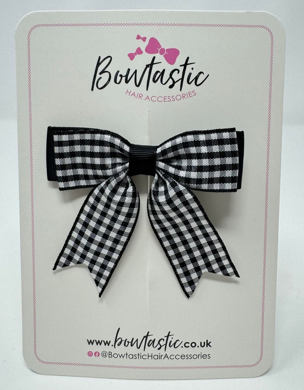 2.75 Inch Tail Bow - Black & Black Gingham