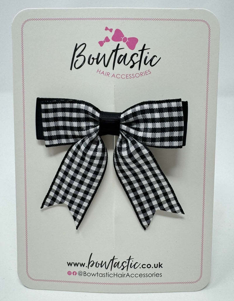 2.75 Inch Tail Bow - Black & Black Gingham