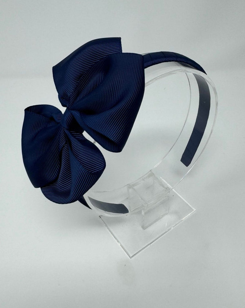 4 Inch Bow Alice Band - Navy