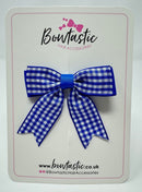 2.75 Inch Tail Bow - Royal Blue & Royal Blue Gingham