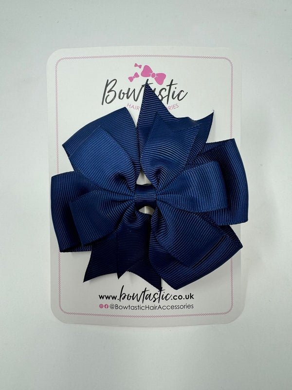 4 Inch Double Pinwheel Bow - Navy