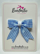 2.75 Inch Tail Bow - Light Blue & White Gingham
