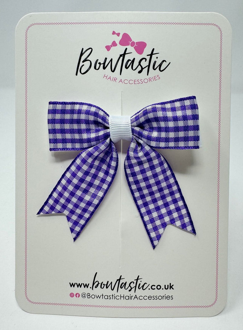 2.75 Inch Tail Bow - Purple & White Gingham