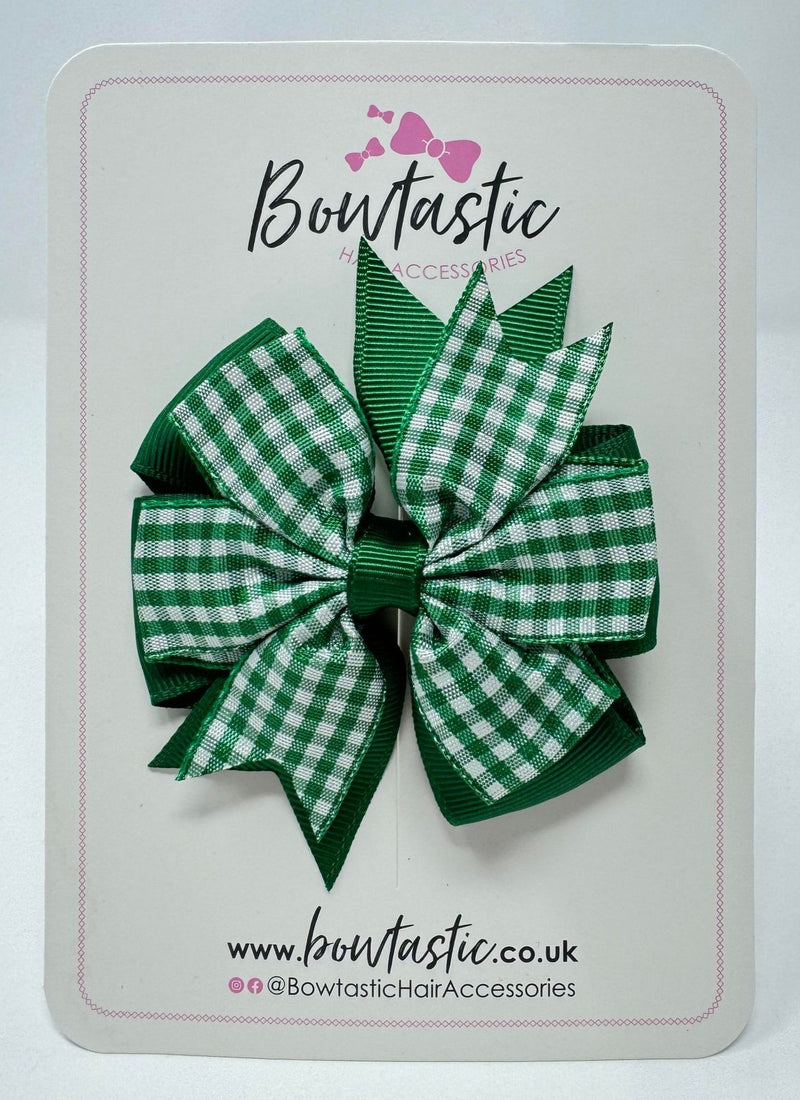 3 Inch Pinwheel Bow - Forest & Green Gingham