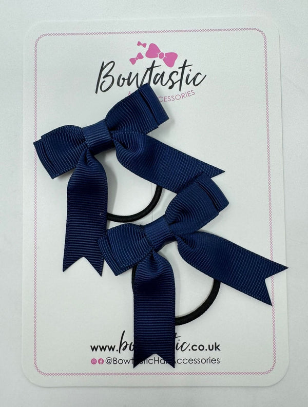 2 Inch Tail Bow Thin Elastic - Navy - 2 Pack