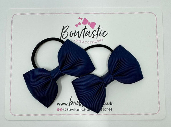 2.5 Inch Tuxedo Bow Thin Elastic - Navy - 2 Pack