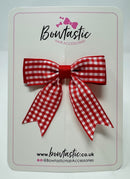 2.75 Inch Tail Bow - Red & Red Gingham