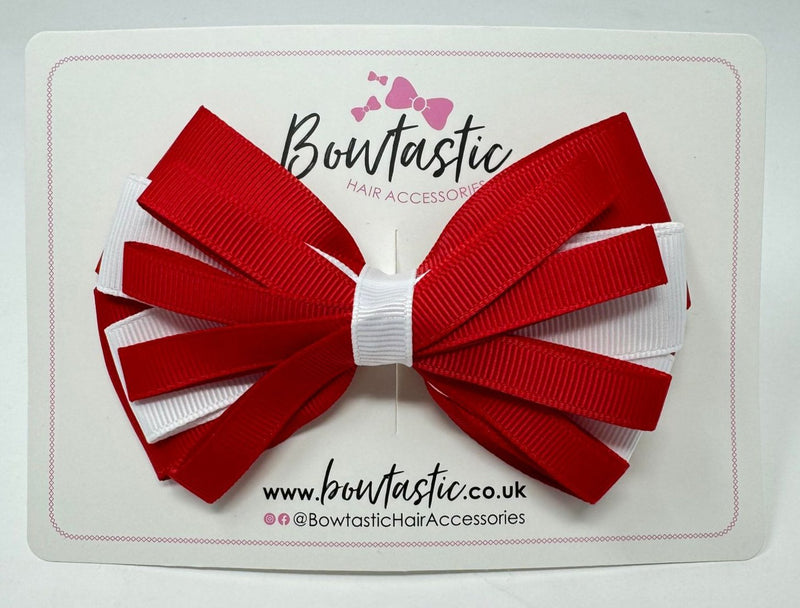 4 Inch Loop Bow - Red & White