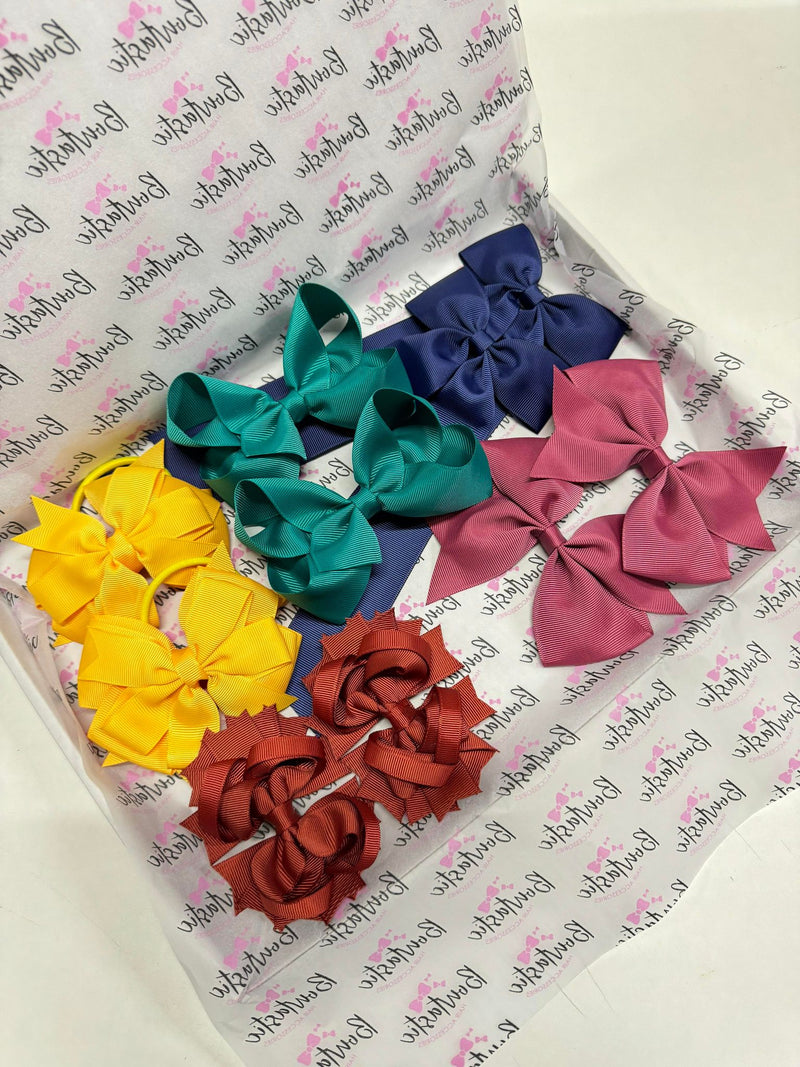 Surprise Bundle - Matching Pairs - Medium Bow/Bobbles Pairs - 10 Pack - Autumn Colours