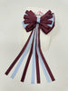 4 Inch Streamer Tail Bow - Burgundy & Bluebell