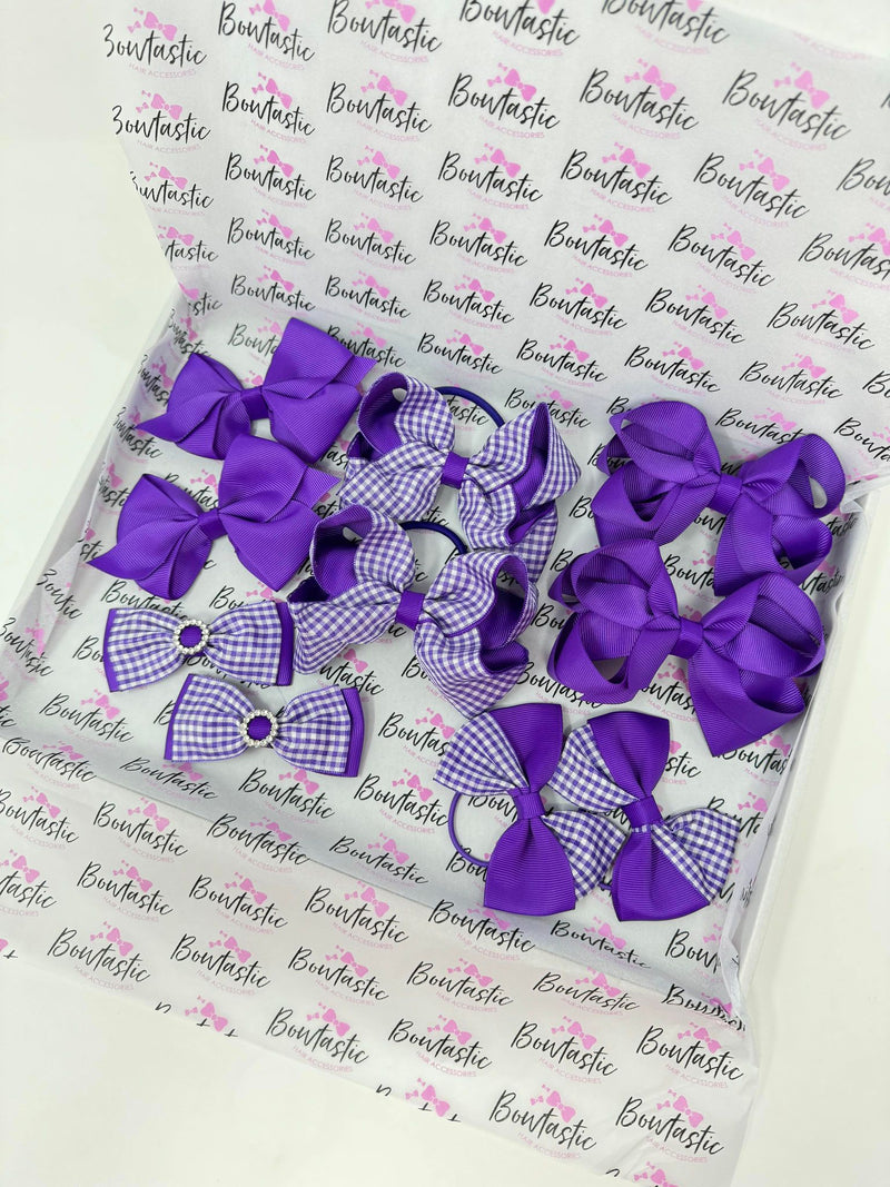 End of Line School Bundle - Matching Pairs - Purple & Purple Gingham