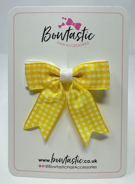 2.75 Inch Tail Bow - Yellow & White Gingham