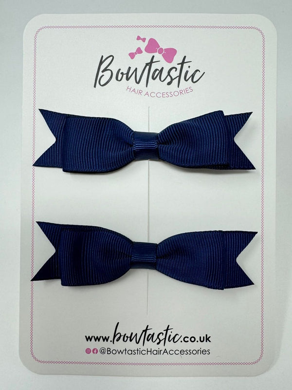 2.5 Inch Layer Tuxedo Bow - Navy - 2 Pack