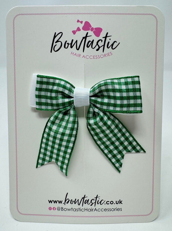 2.75 Inch Tail Bow - Green & White Gingham