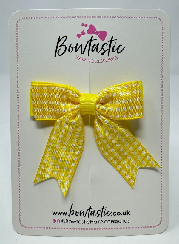 2.75 Inch Tail Bow - Yellow & Yellow Gingham