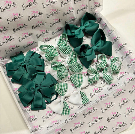 Surprise School Bundle - Matching Pairs - Hunter Green & Green Gingham