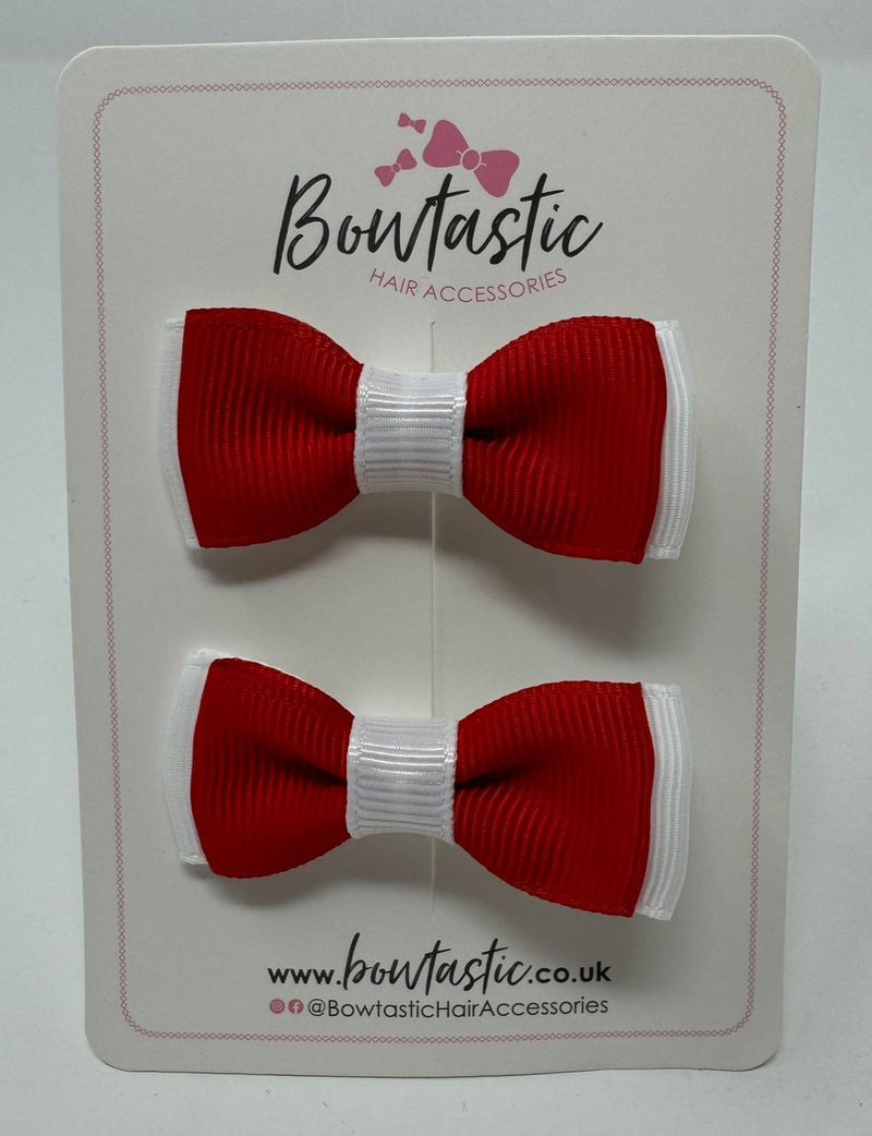 1.75 Inch Bow - Red & White - 2 Pack